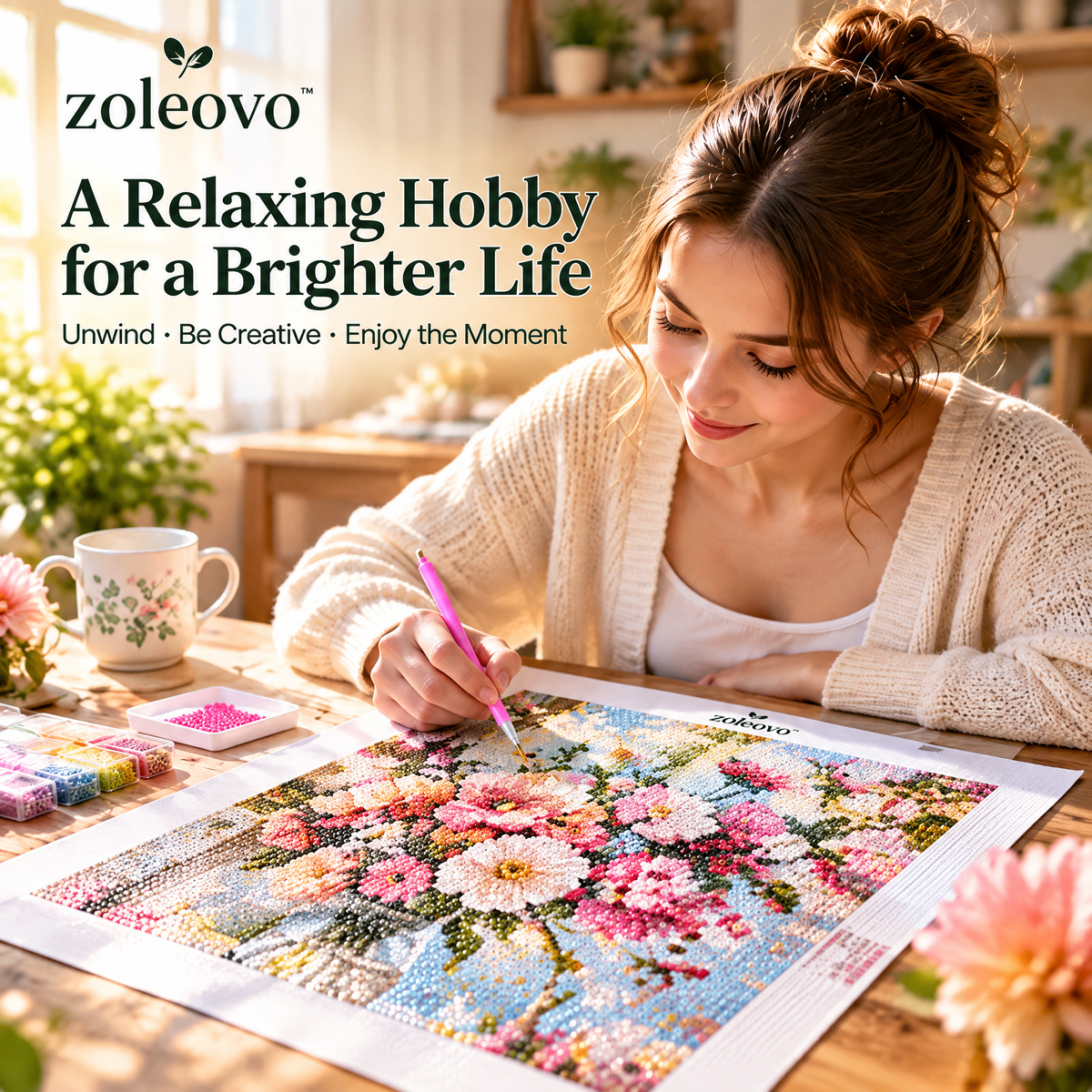 zolvovo™ 5D Full Drill Flower Diamond Painting Kit for Adults