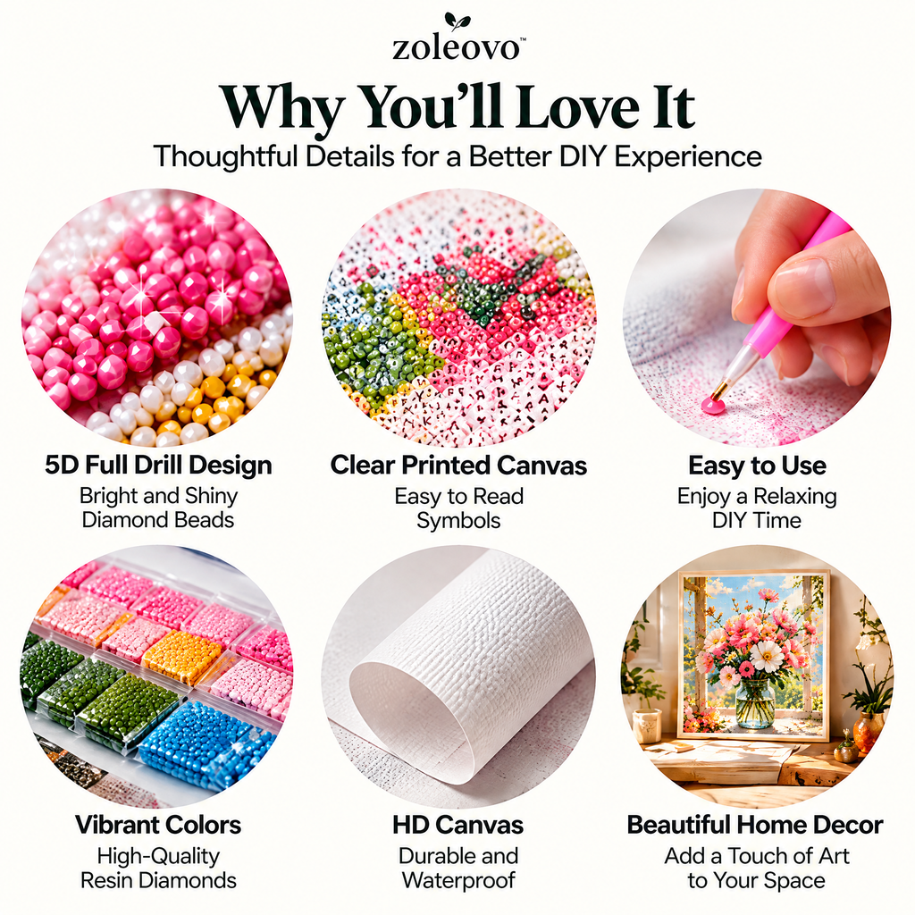 zolvovo™ 5D Full Drill Flower Diamond Painting Kit for Adults