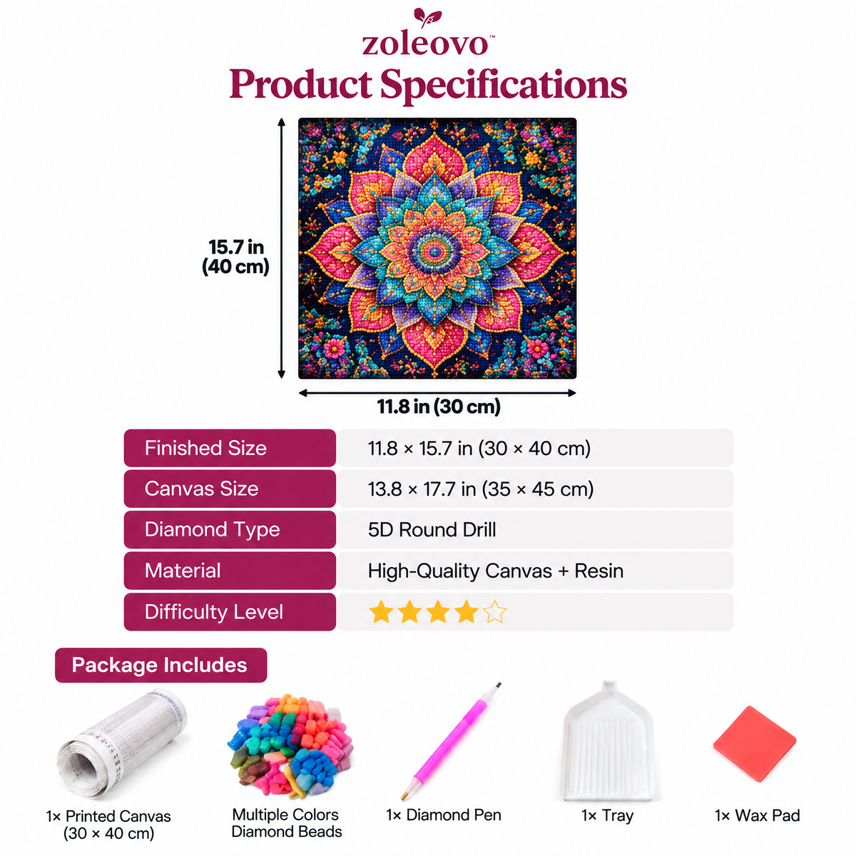 zolvovo™ Mandala Diamond Painting Kit for Adults