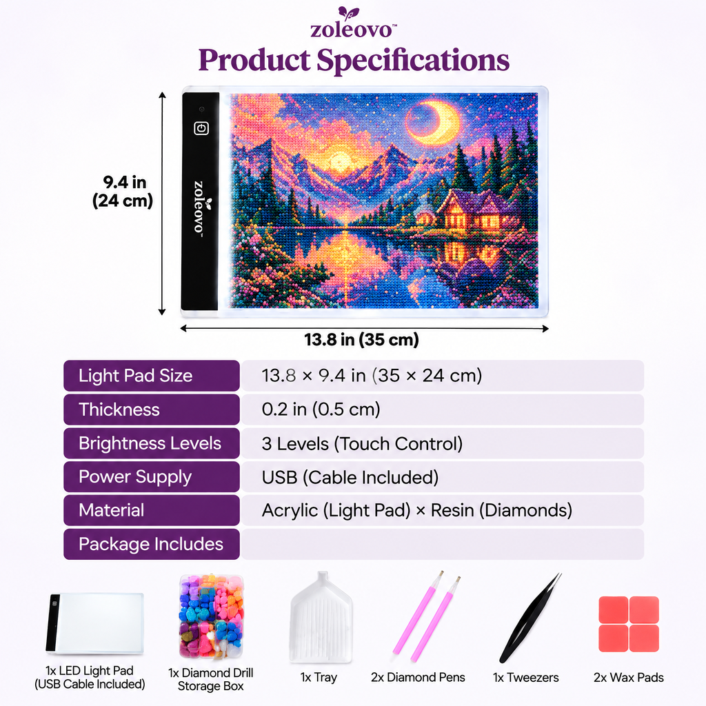 zolvovo™ LED Light Pad Diamond Painting Bundle