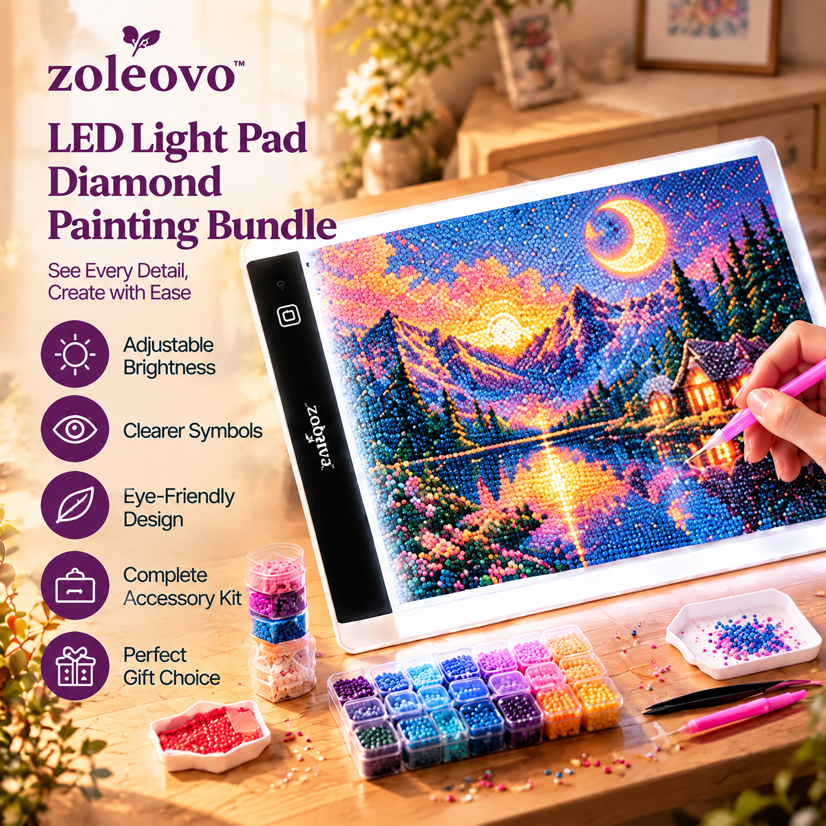 zolvovo™ LED Light Pad Diamond Painting Bundle