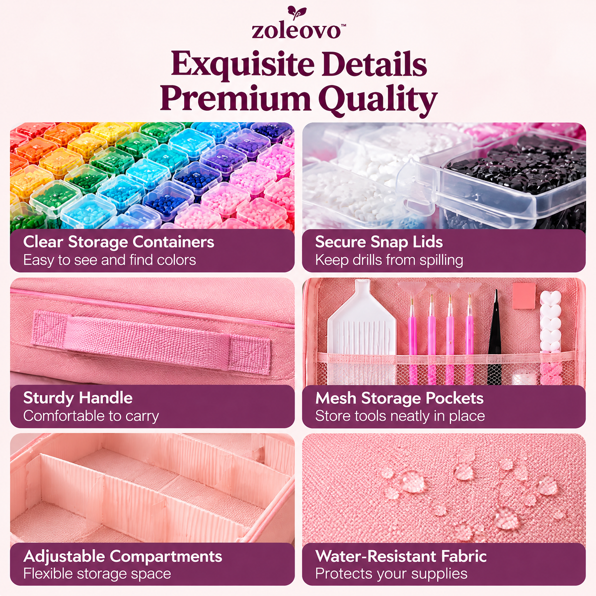zolvovo™ Diamond Painting Tool Organizer Storage Set